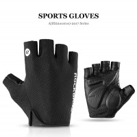Sarung Tangan Sepeda Rockbros Road Bike MTB Cycling Glove Half Finger - Hitampolos
