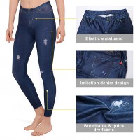Celana sepeda padding pnjang wanita motif jeans WL1C04130