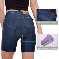 Celana padding pendek celana sepeda wanita motif jeans padding WL1C05135