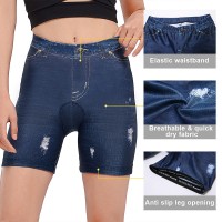 Celana padding pendek celana sepeda wanita motif jeans padding WL1C05135