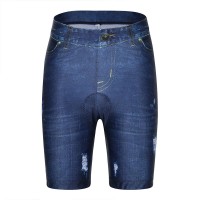 Celana padding pendek celana sepeda wanita motif jeans padding WL1C05135