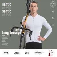 Jersey Sepeda Pakaian Sepeda Santic New Men Cycling Jersey Long Sleeves Fit Comfortable Sun-protective Road Bike Tops MTB Jerseys Asian Size K20M3178