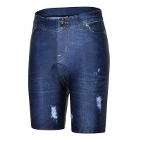 Celana padding pendek celana sepeda wanita motif jeans padding WL1C05135